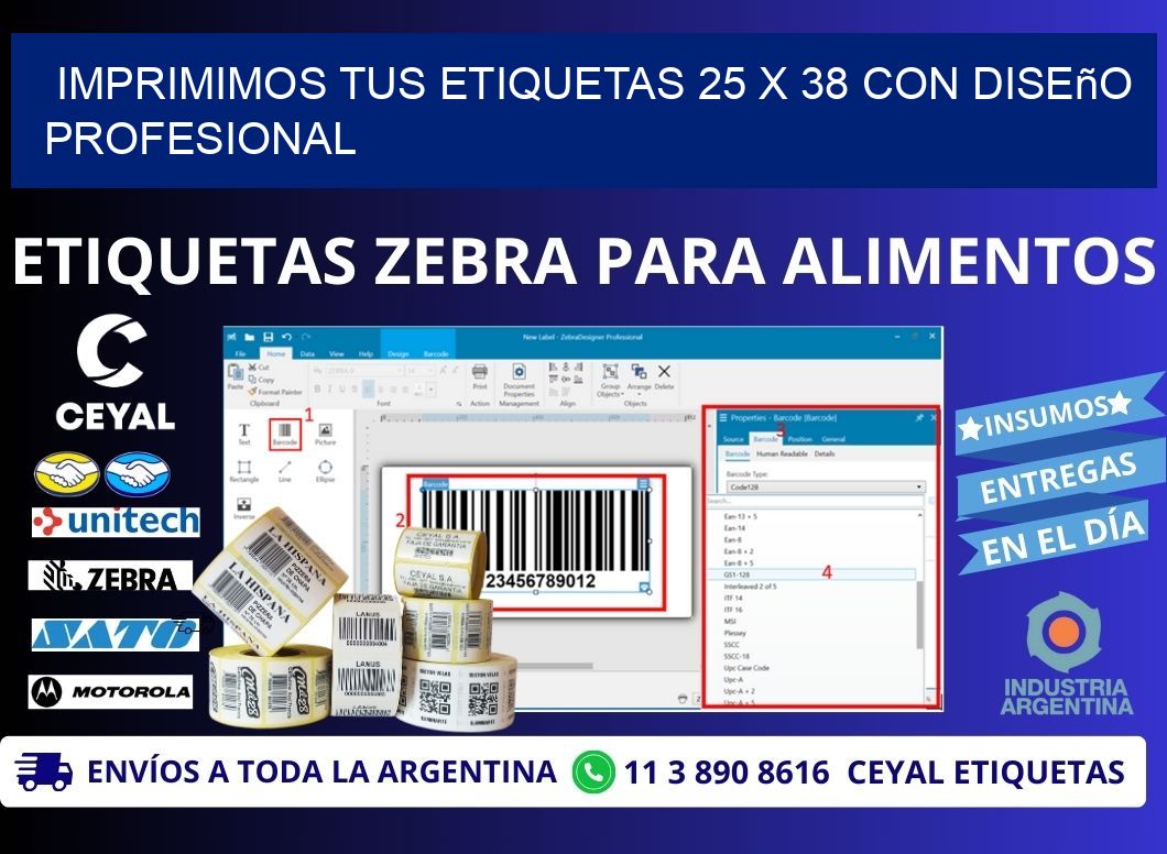 Imprimimos tus Etiquetas 25 x 38 con Diseño Profesional