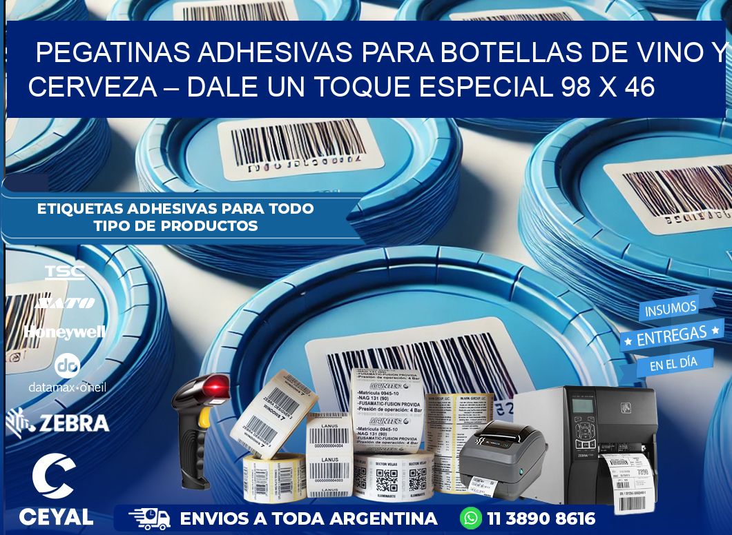 Pegatinas Adhesivas para Botellas de Vino y Cerveza – Dale un Toque Especial 98 x 46