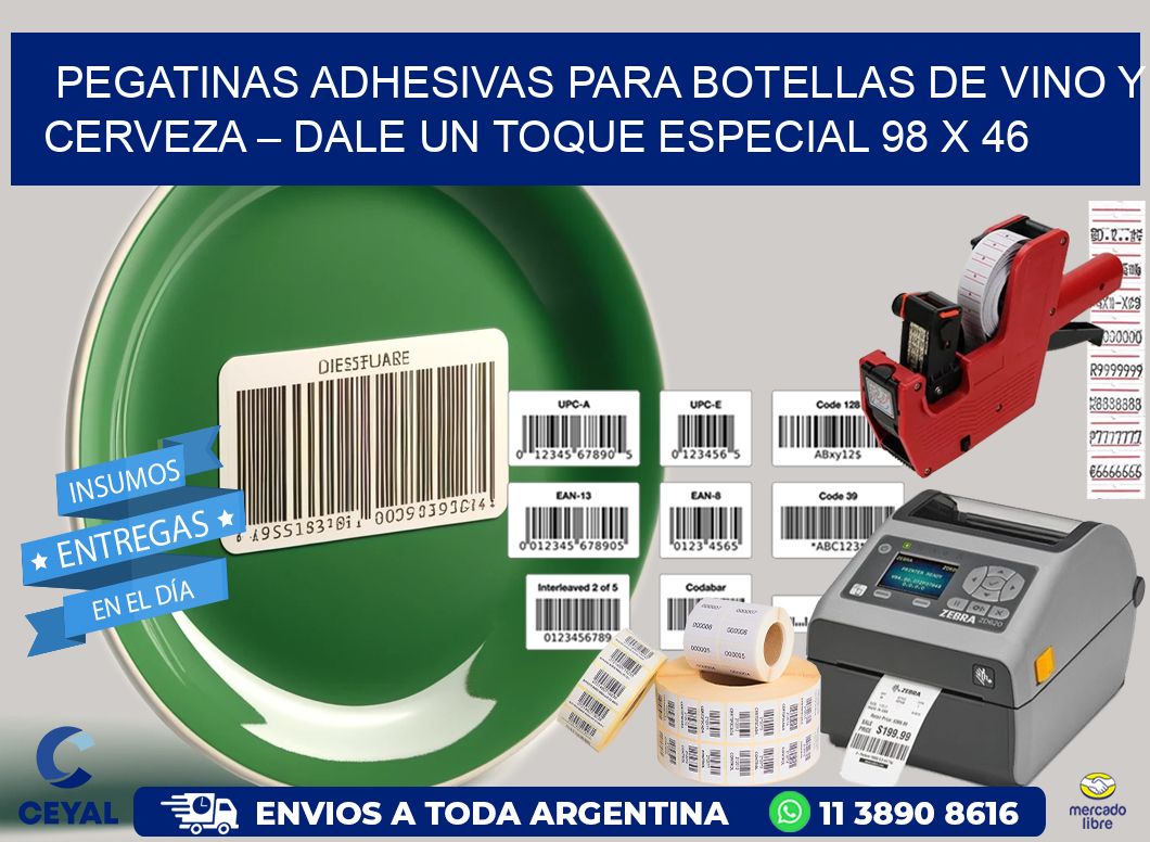 Pegatinas Adhesivas para Botellas de Vino y Cerveza – Dale un Toque Especial 98 x 46