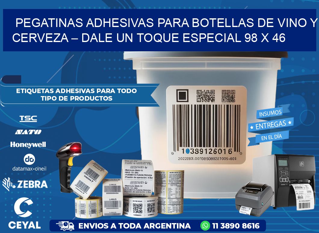 Pegatinas Adhesivas para Botellas de Vino y Cerveza – Dale un Toque Especial 98 x 46