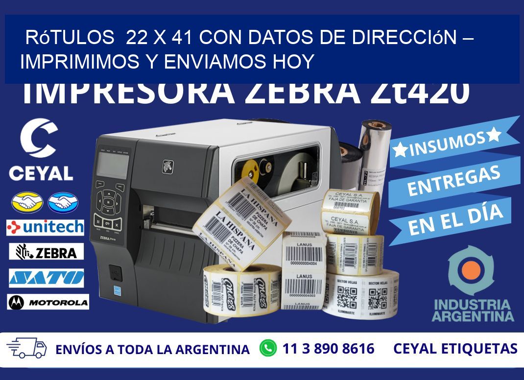 Rótulos 22 x 41 con Datos de Dirección – Imprimimos y Enviamos Hoy