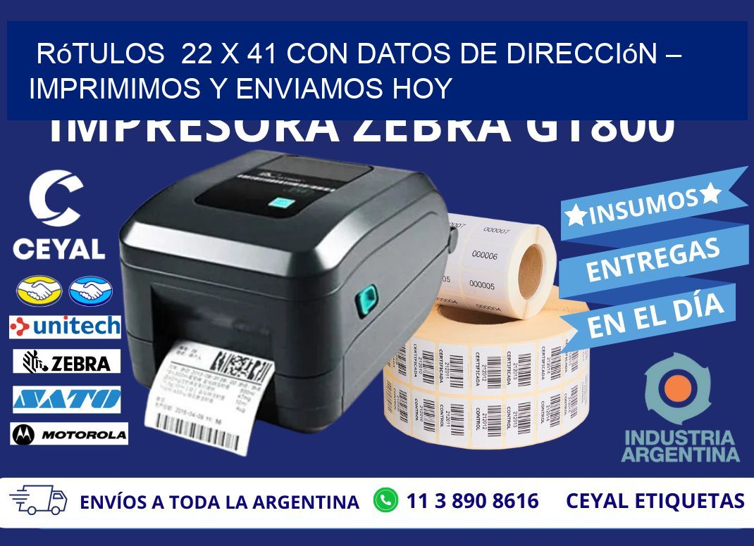 Rótulos 22 x 41 con Datos de Dirección – Imprimimos y Enviamos Hoy