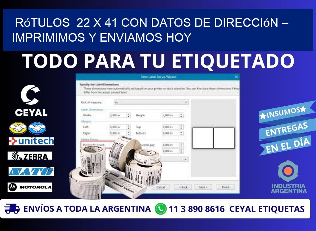 Rótulos 22 x 41 con Datos de Dirección – Imprimimos y Enviamos Hoy