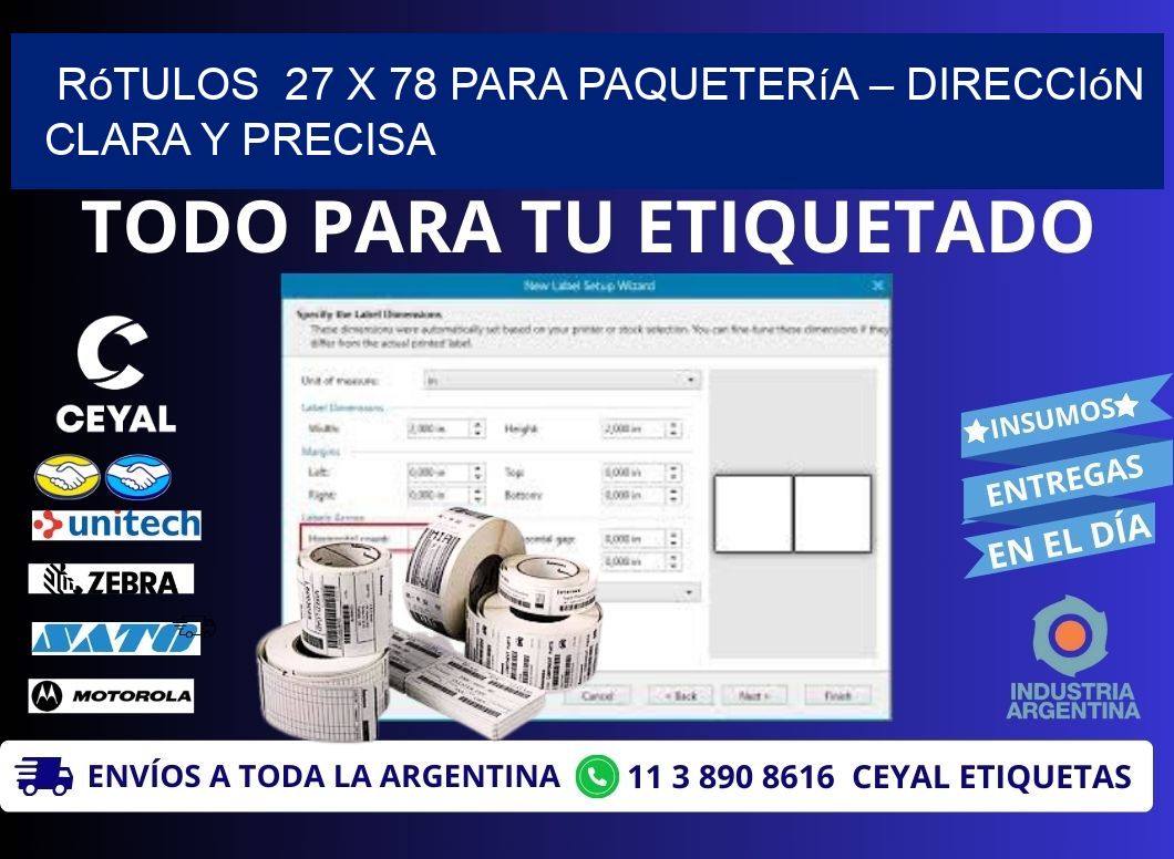 Rótulos 27 x 78 para Paquetería – Dirección Clara y Precisa
