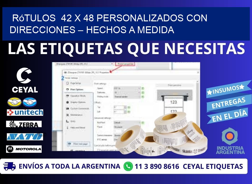 Rótulos 42 x 48 Personalizados con Direcciones – Hechos a Medida