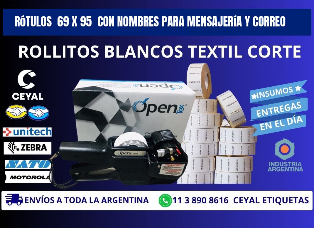 Rótulos 69 x 95 con Nombres para Mensajería y Correo