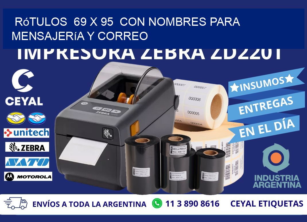Rótulos 69 x 95 con Nombres para Mensajería y Correo