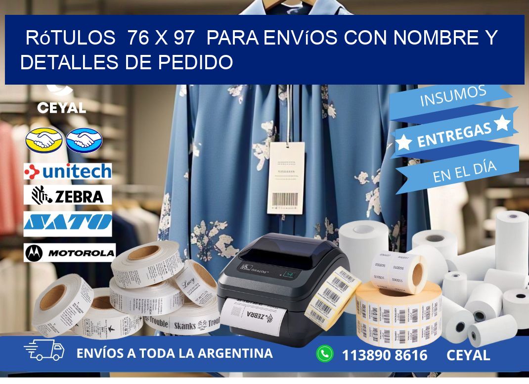 Rótulos 76 x 97 para Envíos con Nombre y Detalles de Pedido