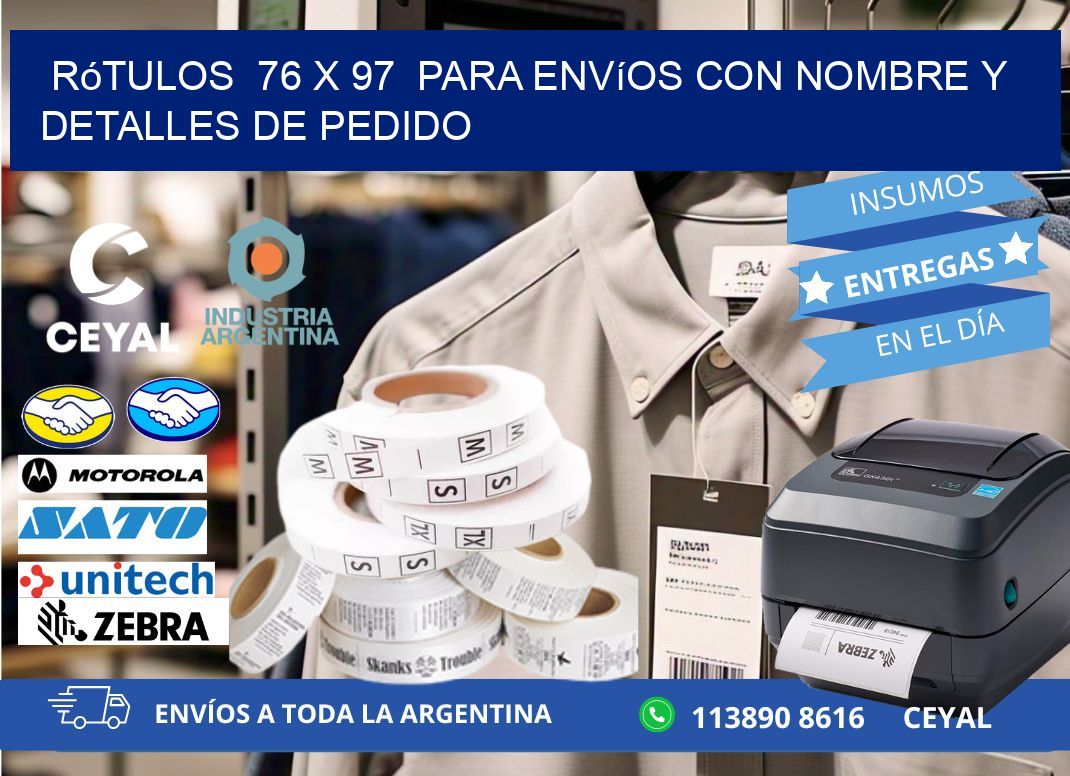 Rótulos 76 x 97 para Envíos con Nombre y Detalles de Pedido
