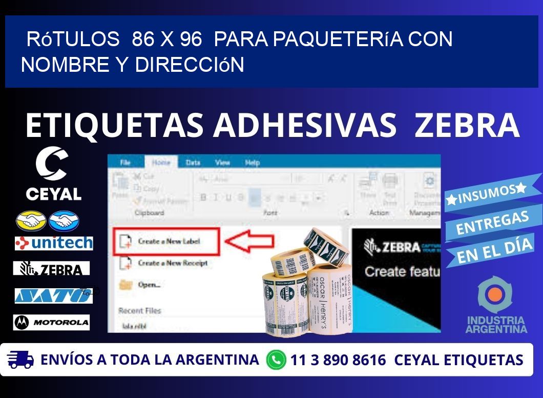 Rótulos 86 x 96 para Paquetería con Nombre y Dirección