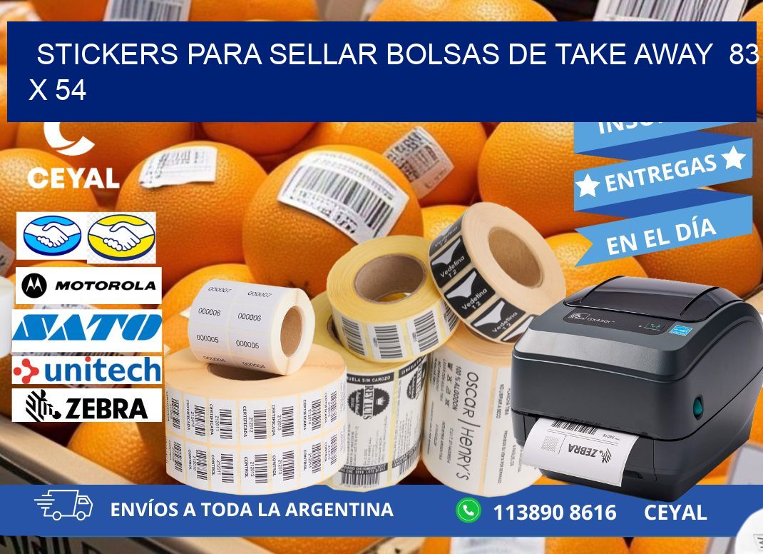STICKERS PARA SELLAR BOLSAS DE TAKE AWAY 83 x 54