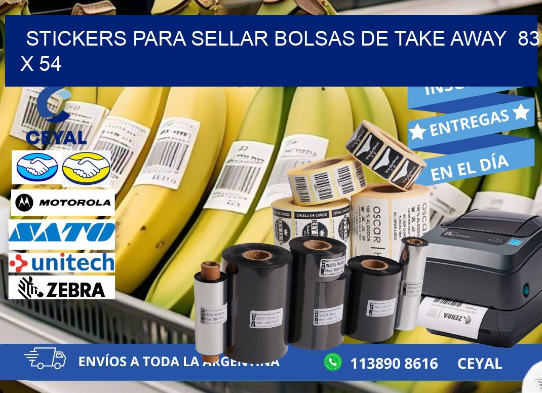 STICKERS PARA SELLAR BOLSAS DE TAKE AWAY 83 x 54