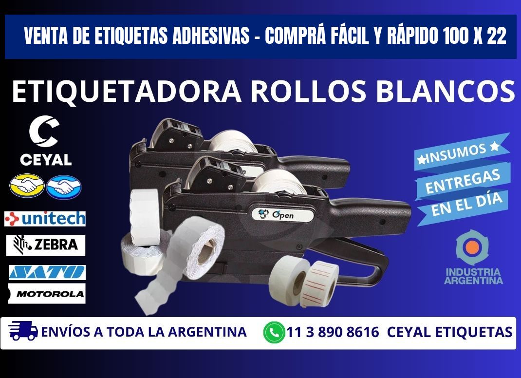 VENTA DE ETIQUETAS ADHESIVAS – COMPRÁ FÁCIL Y RÁPIDO 100 x 22