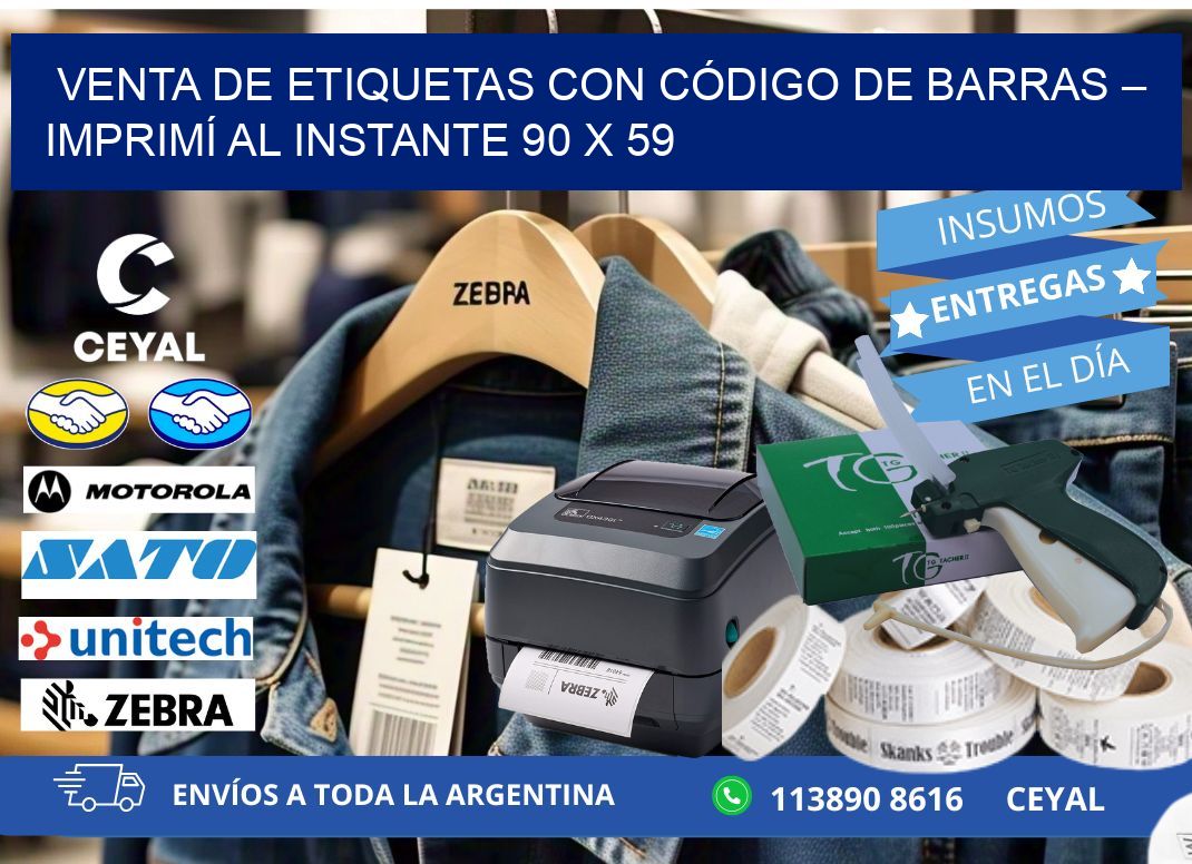 VENTA DE ETIQUETAS CON CÓDIGO DE BARRAS – IMPRIMÍ AL INSTANTE 90 x 59