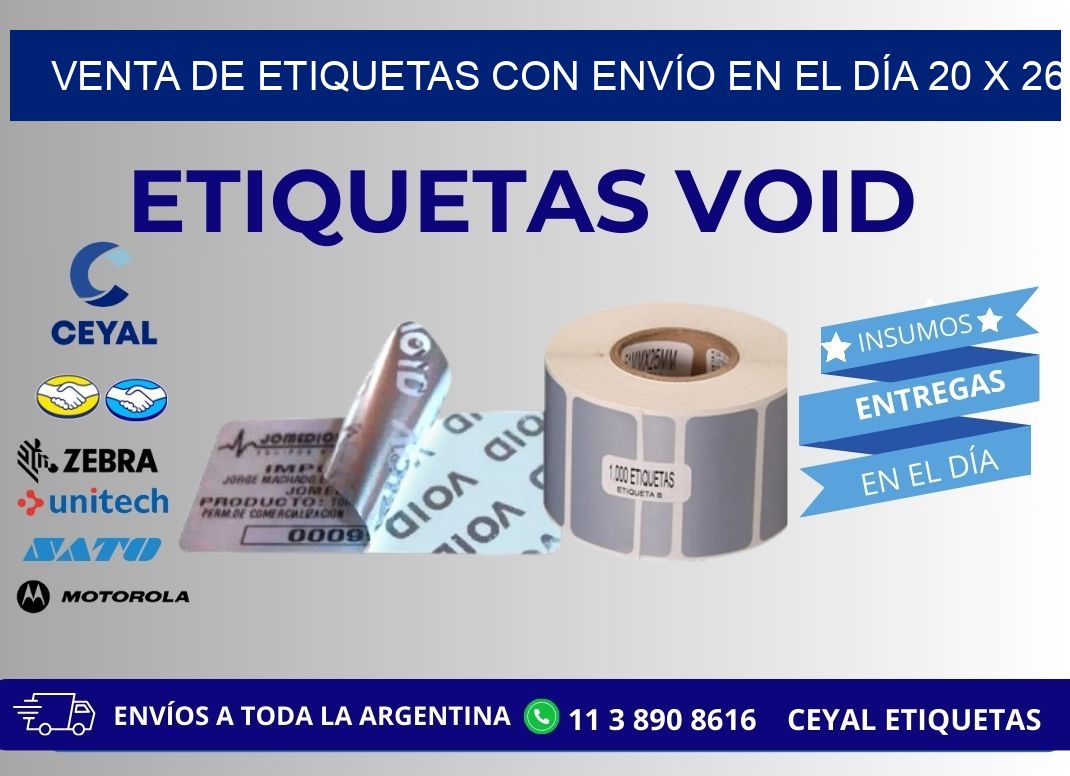 VENTA DE ETIQUETAS CON ENVÍO EN EL DÍA 20 x 26