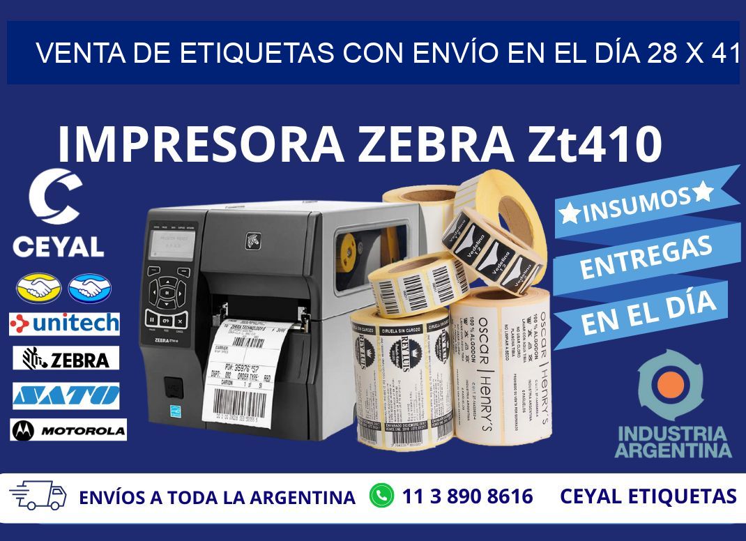 VENTA DE ETIQUETAS CON ENVÍO EN EL DÍA 28 x 41