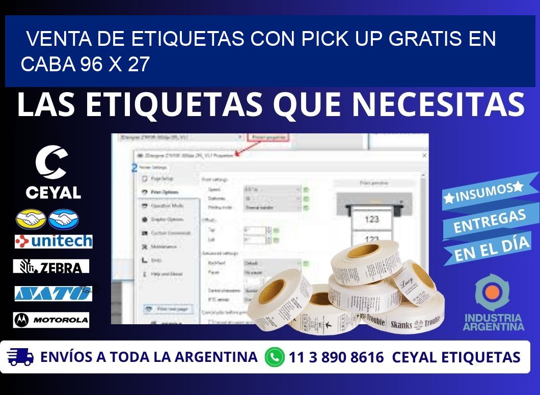 VENTA DE ETIQUETAS CON PICK UP GRATIS EN CABA 96 x 27