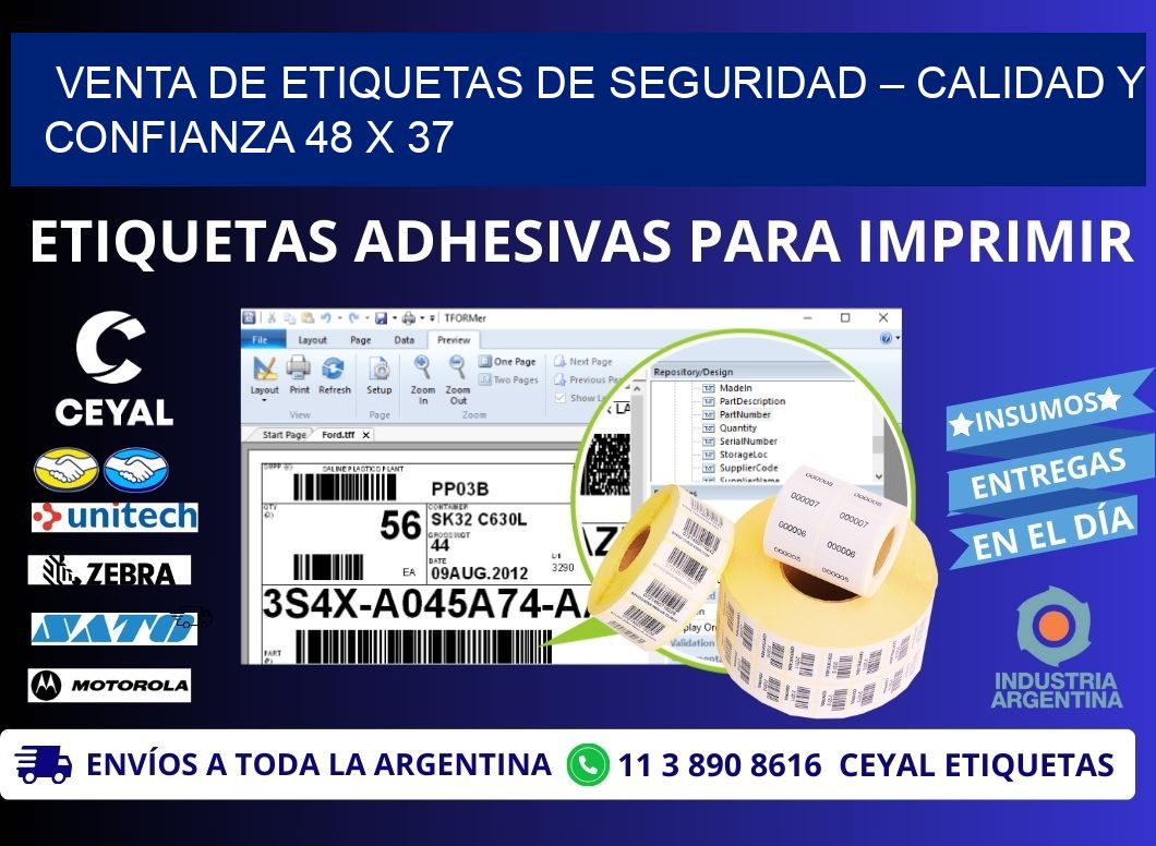 VENTA DE ETIQUETAS DE SEGURIDAD – CALIDAD Y CONFIANZA 48 x 37