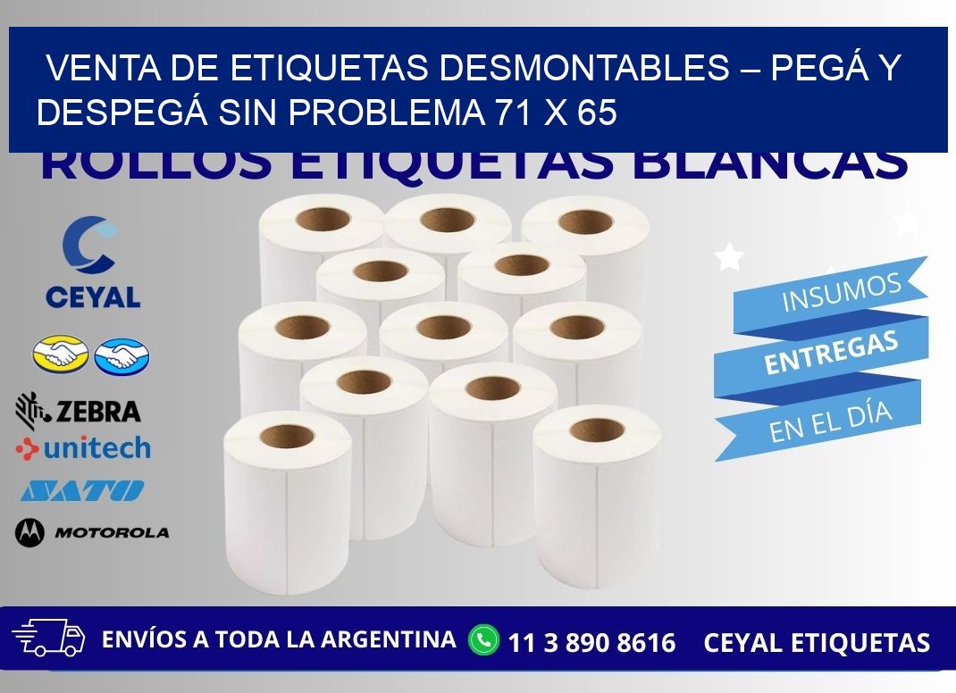 VENTA DE ETIQUETAS DESMONTABLES – PEGÁ Y DESPEGÁ SIN PROBLEMA 71 x 65