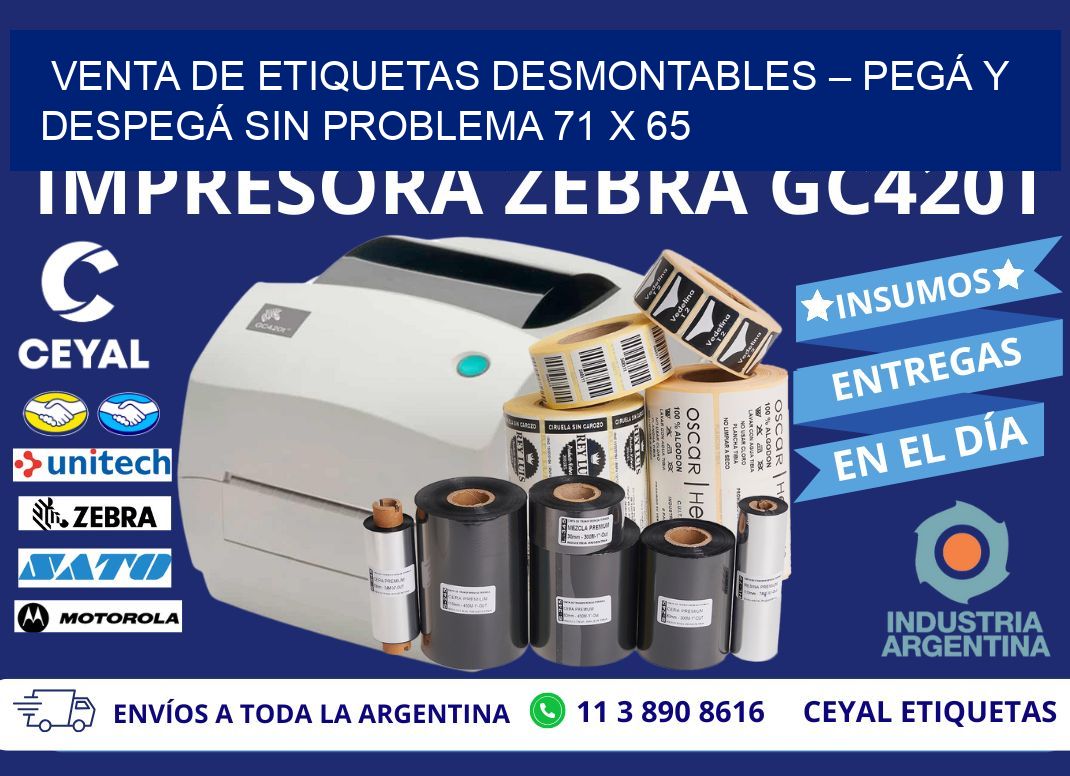 VENTA DE ETIQUETAS DESMONTABLES – PEGÁ Y DESPEGÁ SIN PROBLEMA 71 x 65