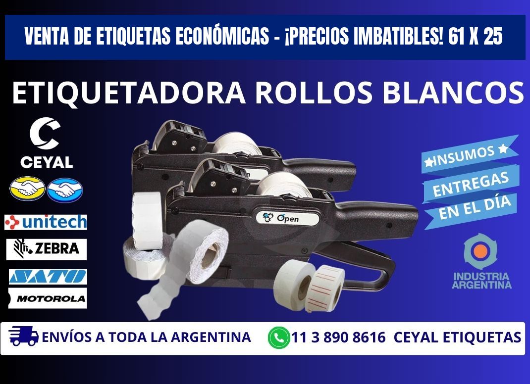 VENTA DE ETIQUETAS ECONÓMICAS – ¡PRECIOS IMBATIBLES! 61 x 25