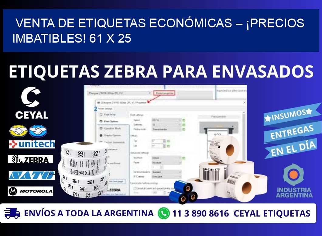VENTA DE ETIQUETAS ECONÓMICAS – ¡PRECIOS IMBATIBLES! 61 x 25
