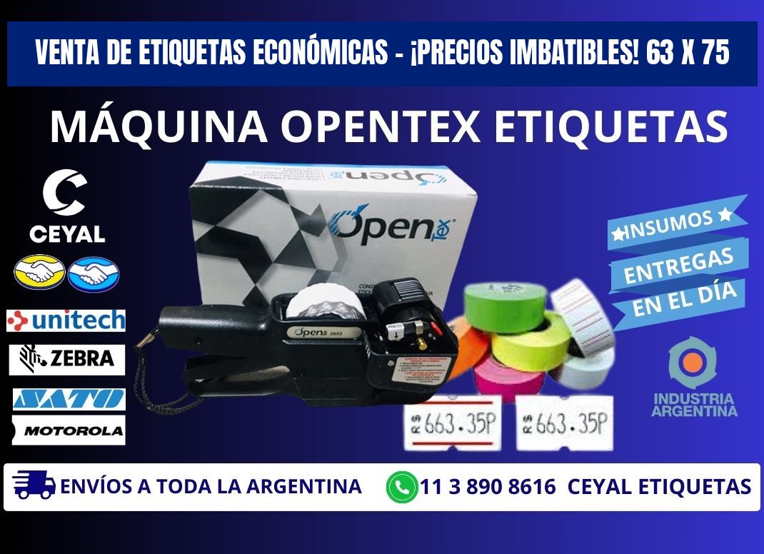 VENTA DE ETIQUETAS ECONÓMICAS – ¡PRECIOS IMBATIBLES! 63 x 75
