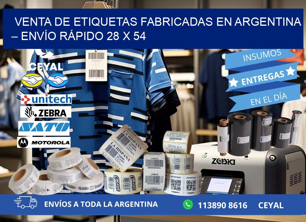 VENTA DE ETIQUETAS FABRICADAS EN ARGENTINA – ENVÍO RÁPIDO 28 x 54