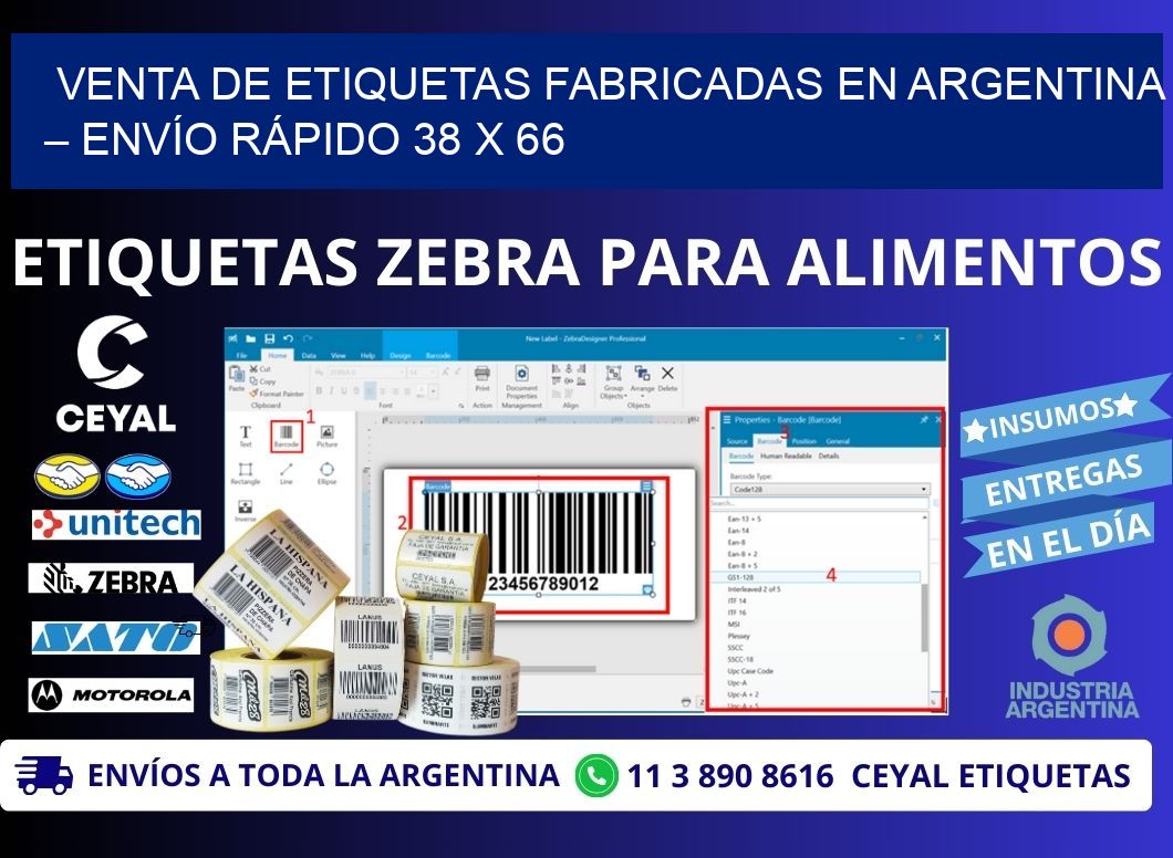 VENTA DE ETIQUETAS FABRICADAS EN ARGENTINA – ENVÍO RÁPIDO 38 x 66
