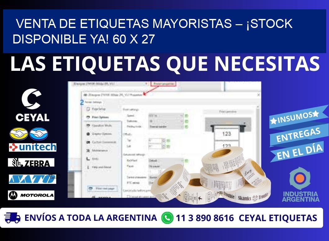VENTA DE ETIQUETAS MAYORISTAS – ¡STOCK DISPONIBLE YA! 60 x 27