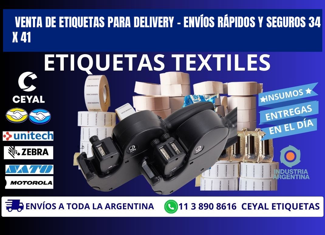 VENTA DE ETIQUETAS PARA DELIVERY – ENVÍOS RÁPIDOS Y SEGUROS 34 x 41