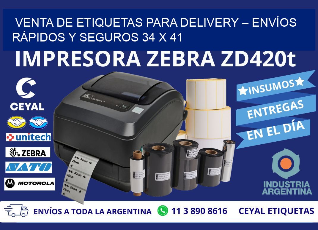 VENTA DE ETIQUETAS PARA DELIVERY – ENVÍOS RÁPIDOS Y SEGUROS 34 x 41