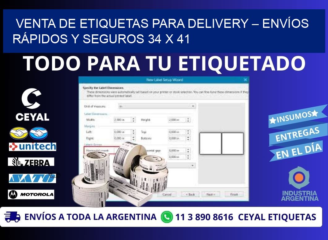VENTA DE ETIQUETAS PARA DELIVERY – ENVÍOS RÁPIDOS Y SEGUROS 34 x 41