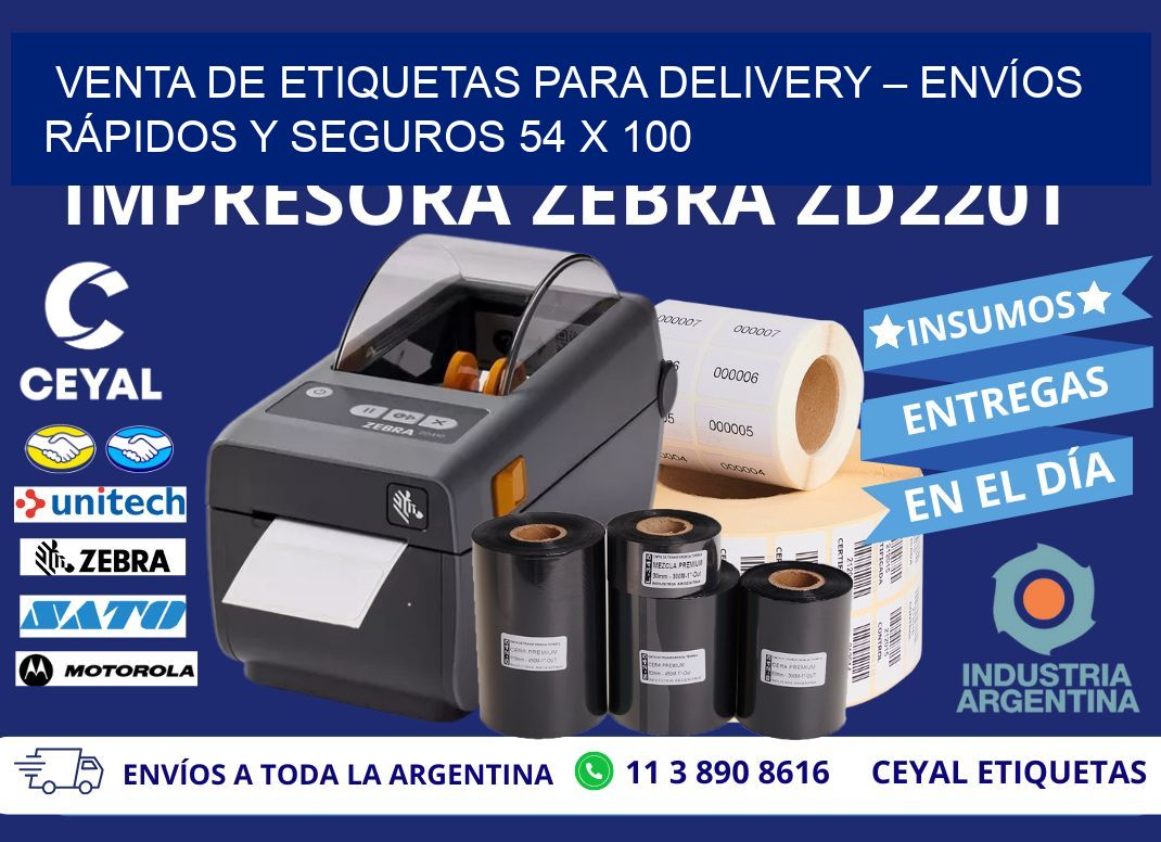 VENTA DE ETIQUETAS PARA DELIVERY – ENVÍOS RÁPIDOS Y SEGUROS 54 x 100