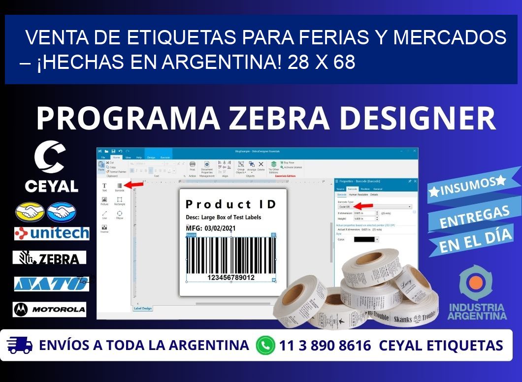 VENTA DE ETIQUETAS PARA FERIAS Y MERCADOS – ¡HECHAS EN ARGENTINA! 28 x 68