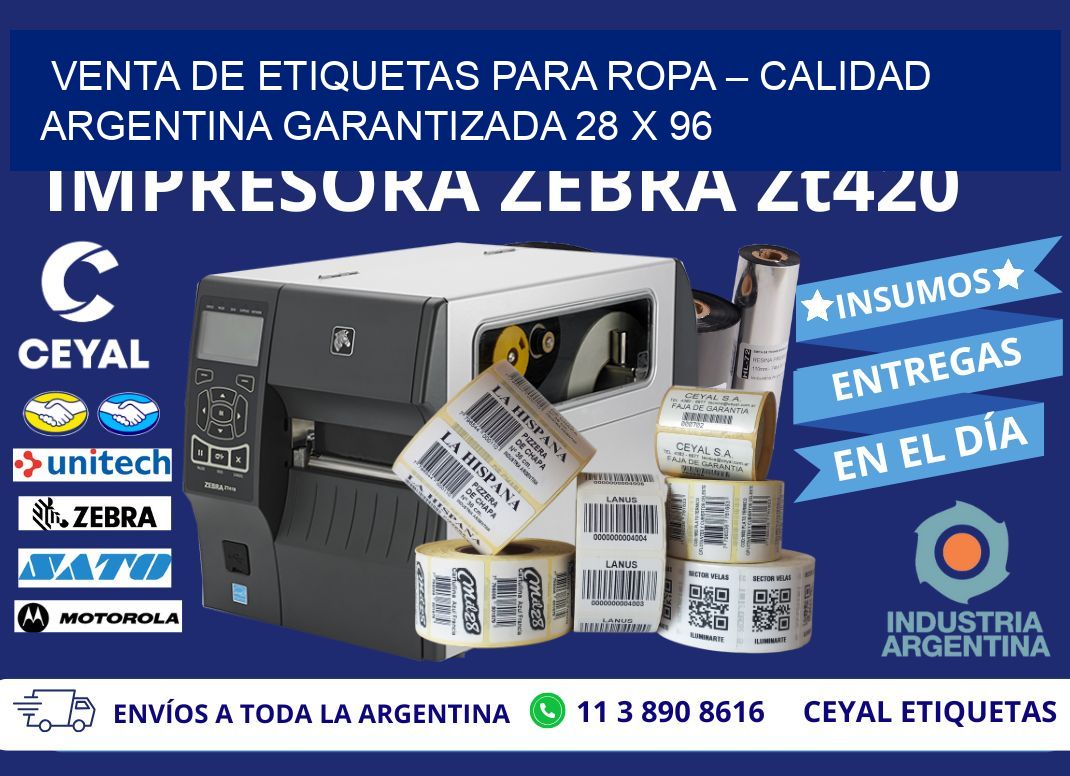 VENTA DE ETIQUETAS PARA ROPA – CALIDAD ARGENTINA GARANTIZADA 28 x 96