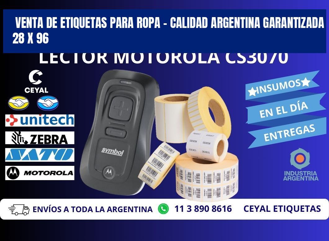 VENTA DE ETIQUETAS PARA ROPA – CALIDAD ARGENTINA GARANTIZADA 28 x 96