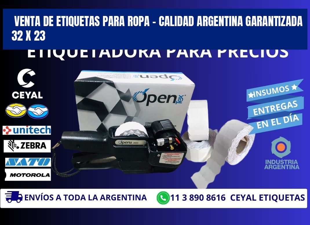 VENTA DE ETIQUETAS PARA ROPA – CALIDAD ARGENTINA GARANTIZADA 32 x 23