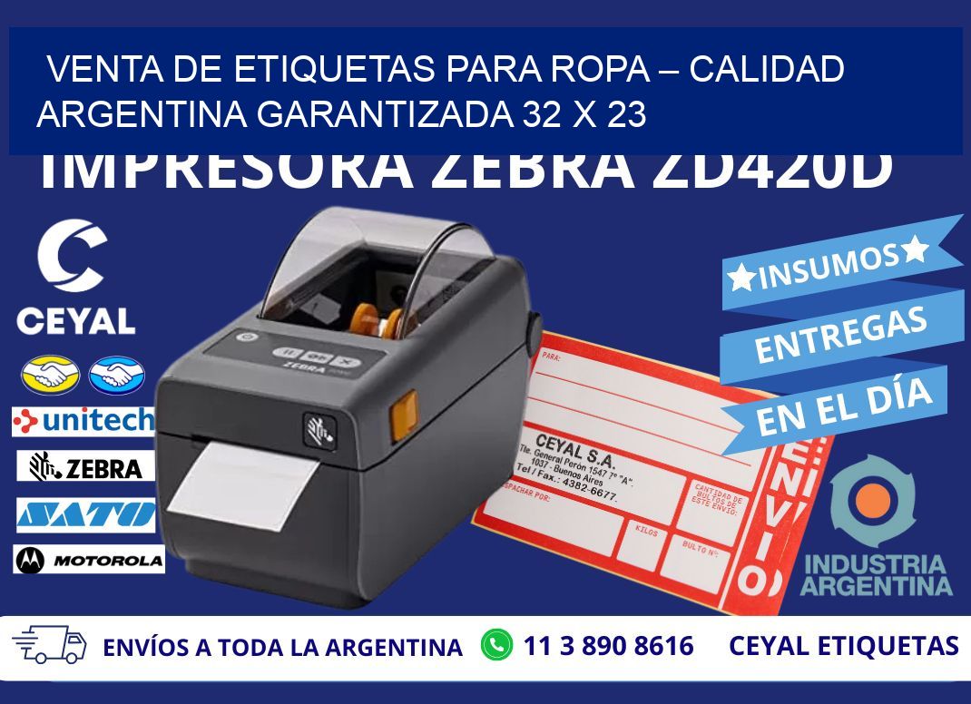 VENTA DE ETIQUETAS PARA ROPA – CALIDAD ARGENTINA GARANTIZADA 32 x 23