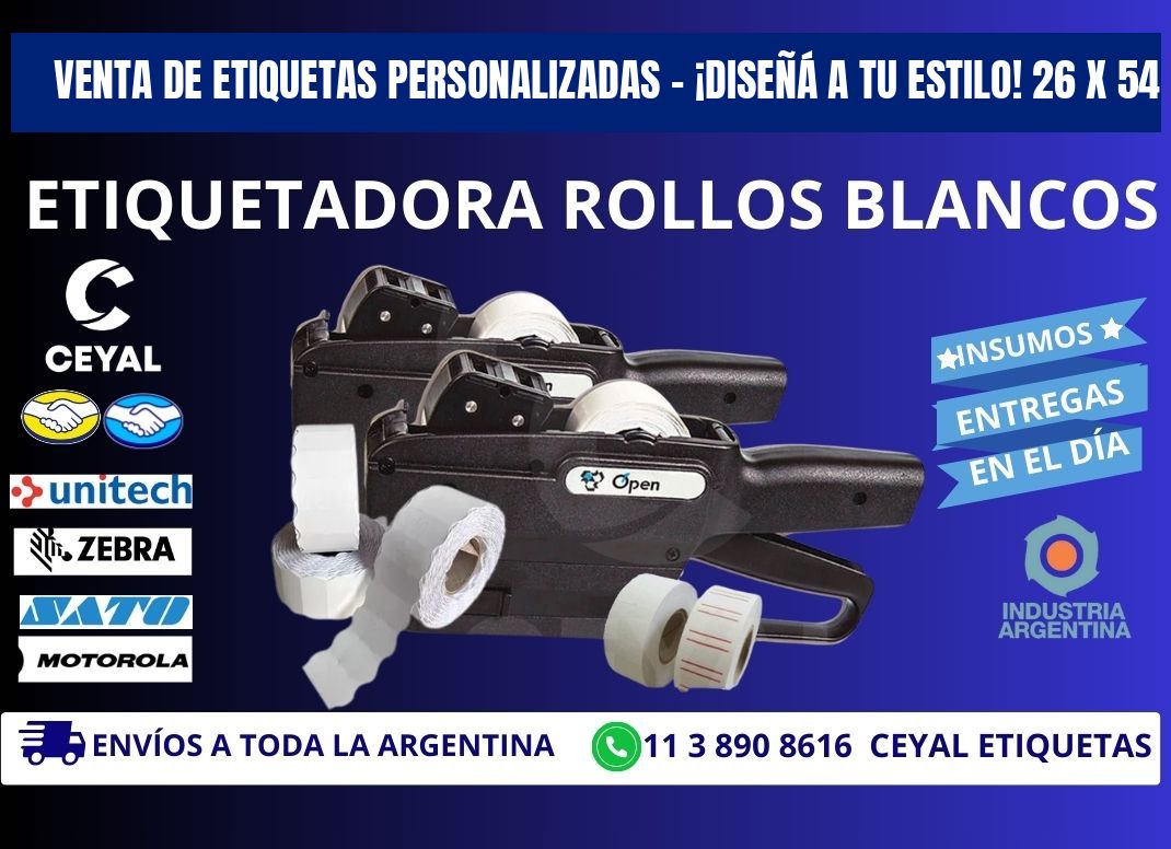 VENTA DE ETIQUETAS PERSONALIZADAS – ¡DISEÑÁ A TU ESTILO! 26 x 54