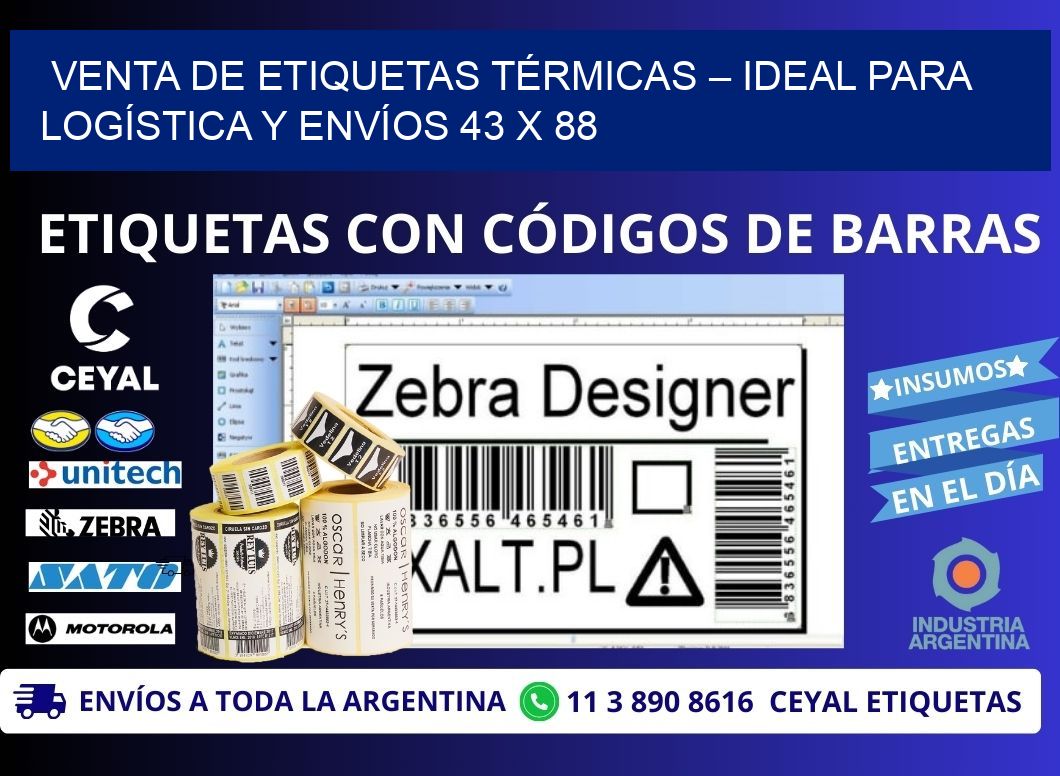 VENTA DE ETIQUETAS TÉRMICAS – IDEAL PARA LOGÍSTICA Y ENVÍOS 43 x 88