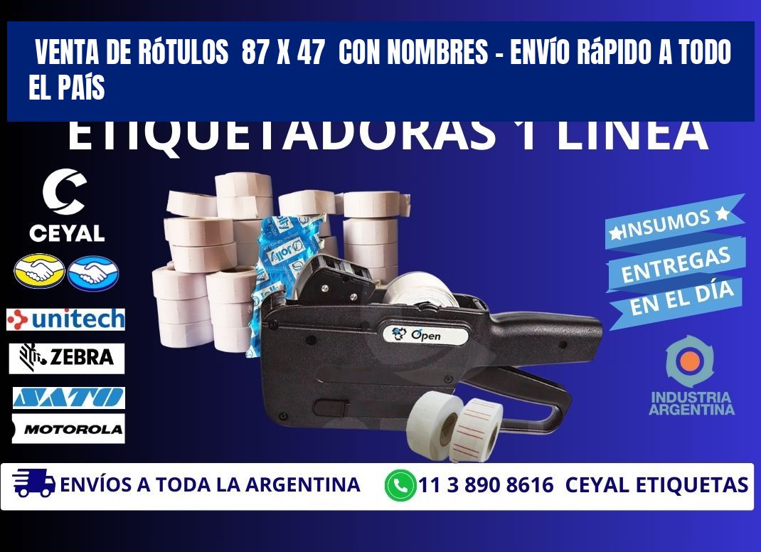 Venta de Rótulos 87 x 47 con Nombres – Envío Rápido a Todo el País