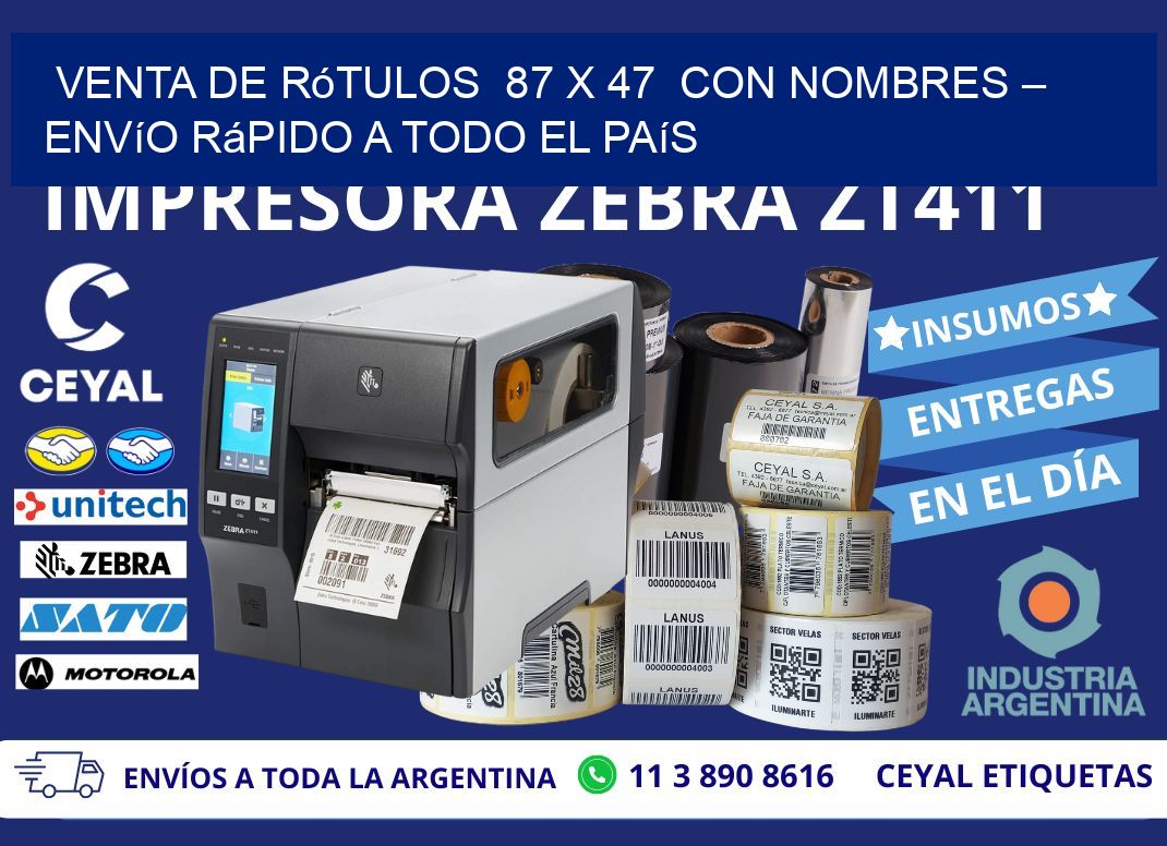 Venta de Rótulos 87 x 47 con Nombres – Envío Rápido a Todo el País