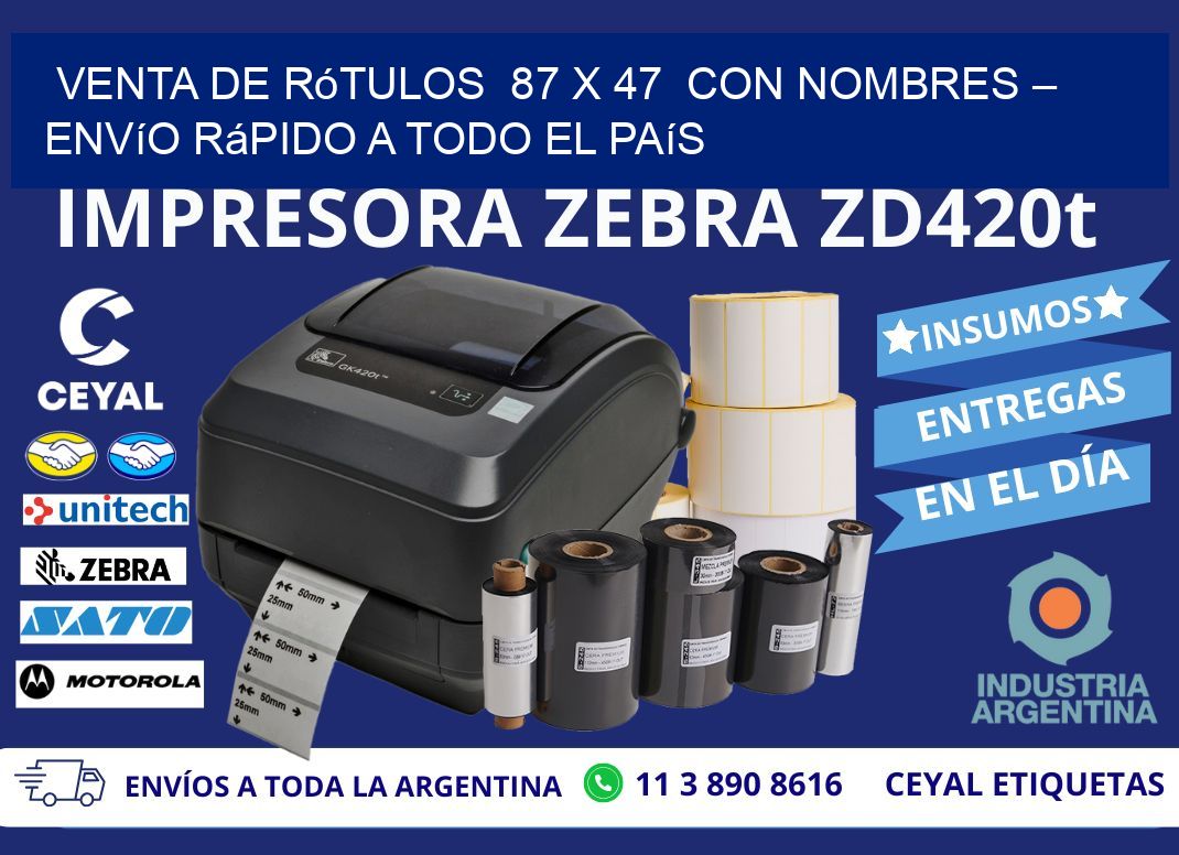 Venta de Rótulos 87 x 47 con Nombres – Envío Rápido a Todo el País