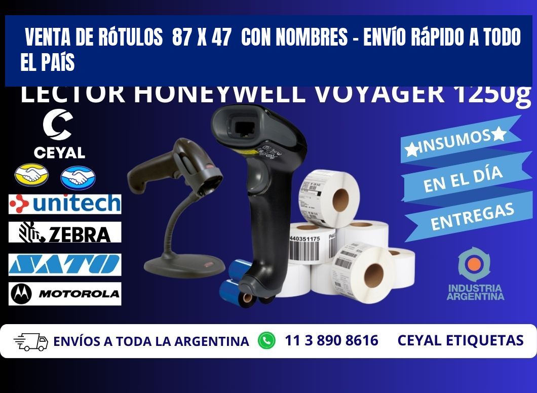 Venta de Rótulos 87 x 47 con Nombres – Envío Rápido a Todo el País