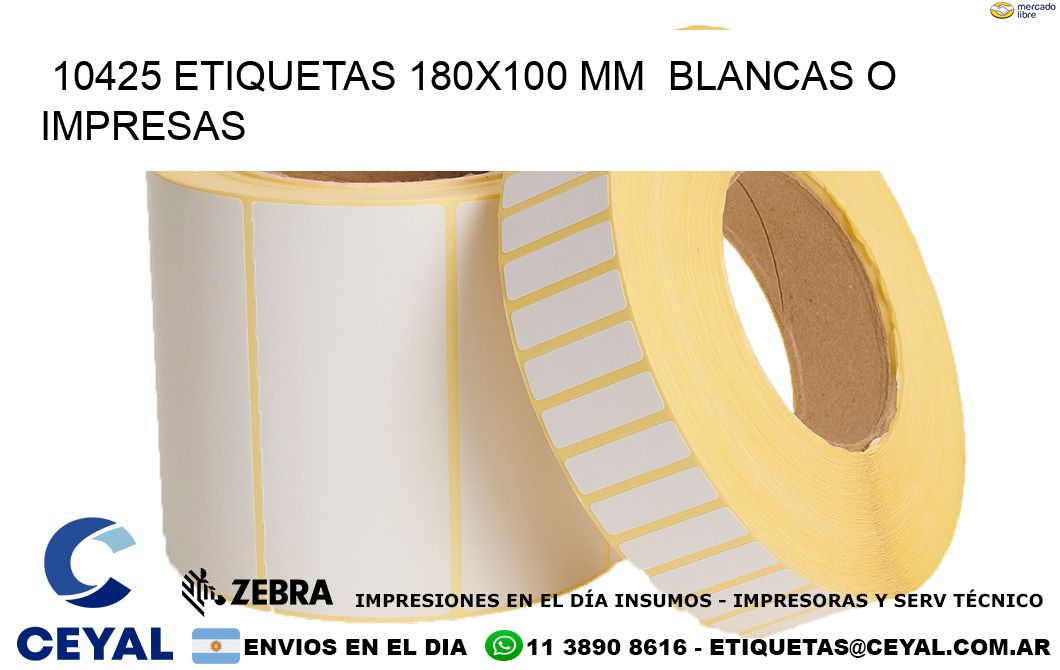 10425 ETIQUETAS 180x100 mm BLANCAS O IMPRESAS
