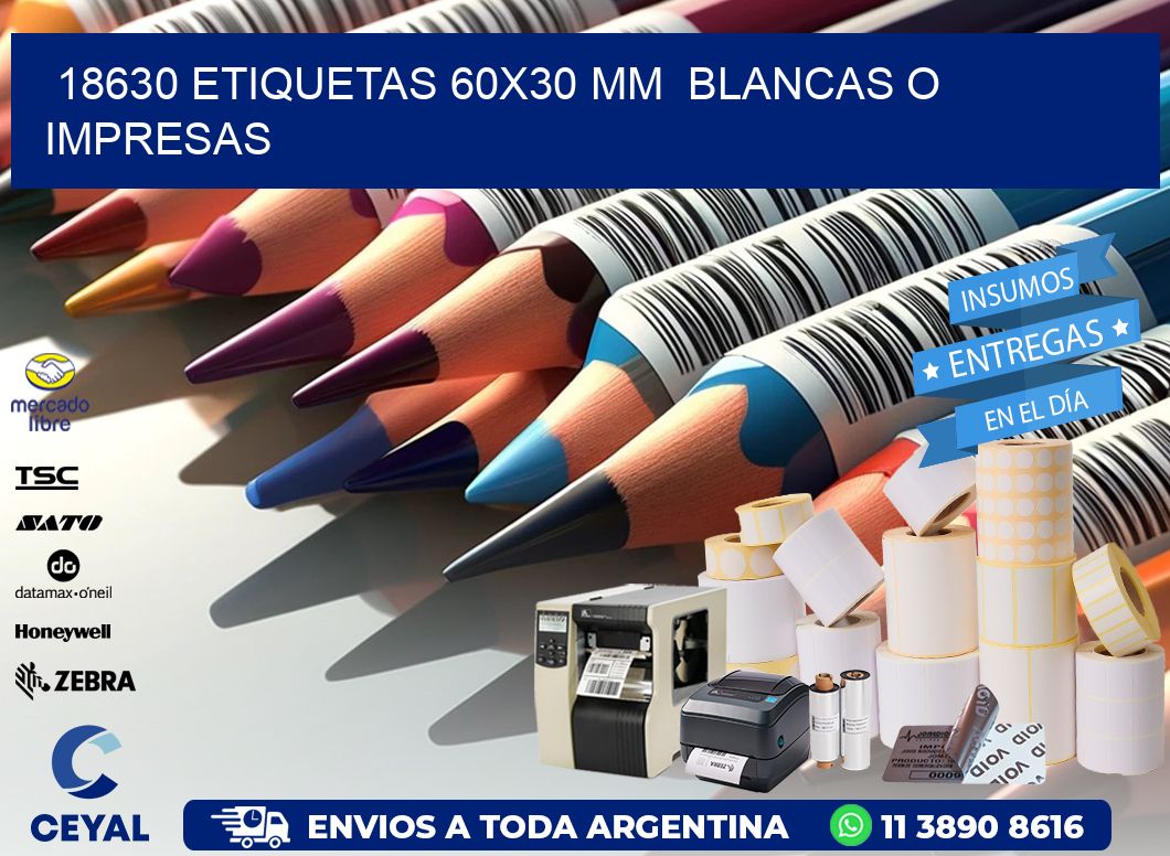 18630 ETIQUETAS 60x30 mm BLANCAS O IMPRESAS