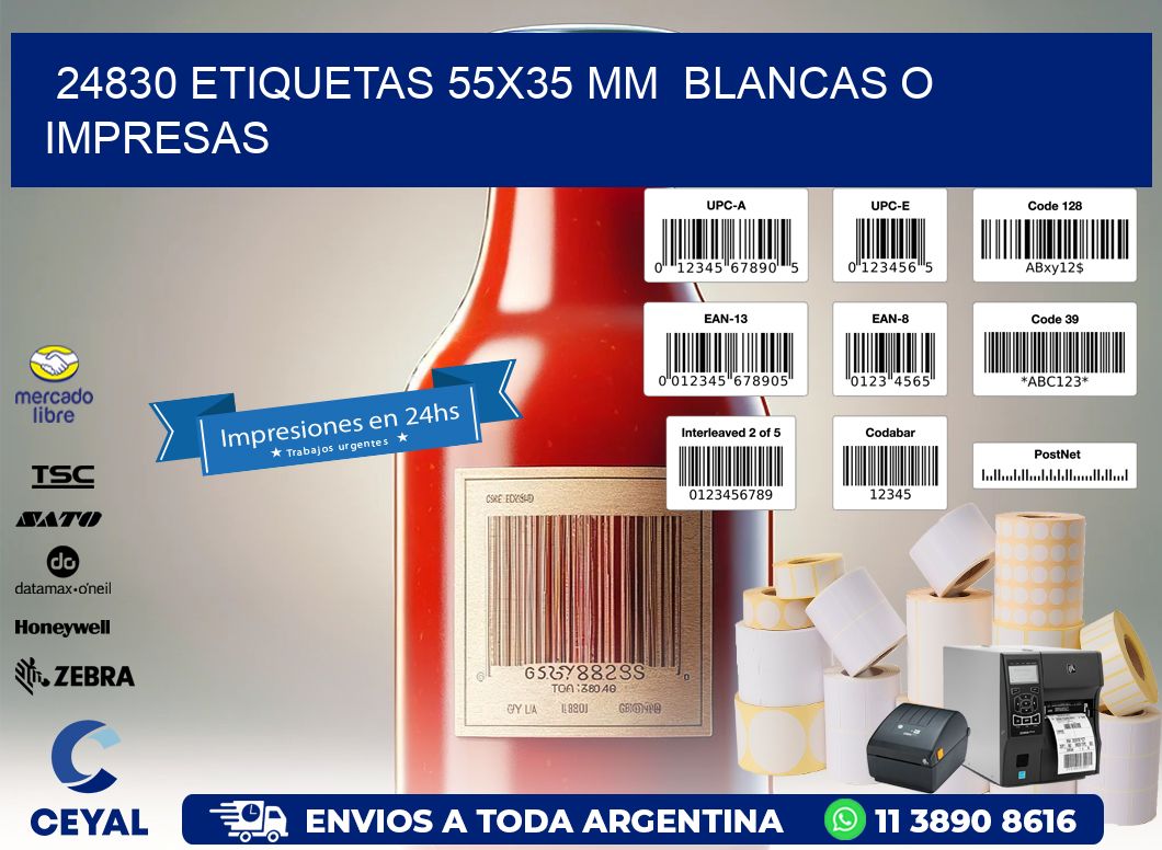 24830 ETIQUETAS 55x35 mm BLANCAS O IMPRESAS