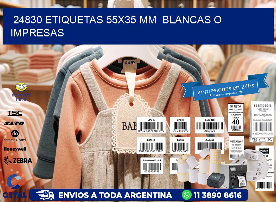 24830 ETIQUETAS 55x35 mm BLANCAS O IMPRESAS