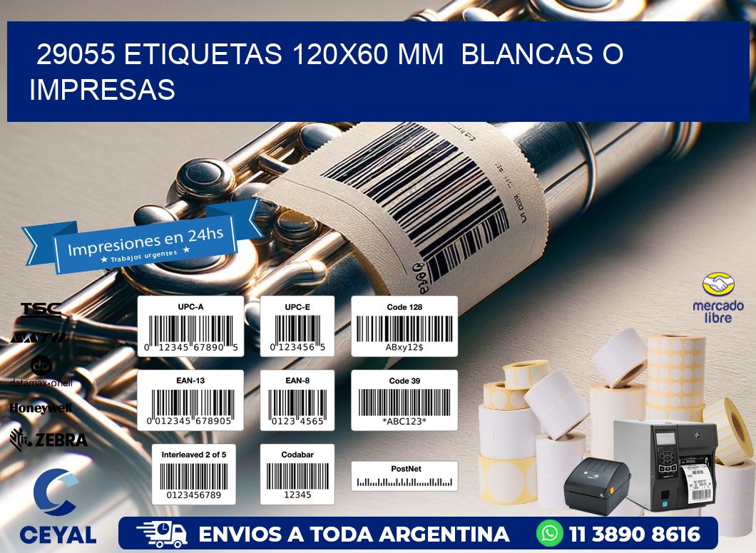 29055 ETIQUETAS 120x60 mm BLANCAS O IMPRESAS